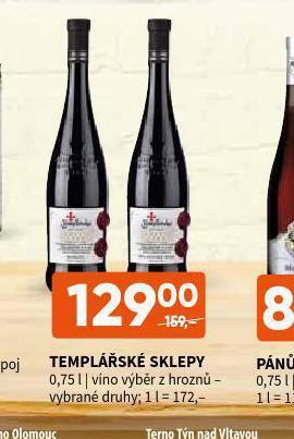 Terno Templářské sklepy nabídka