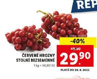 Lidl Červené hrozny stolní bezsemenné nabídka