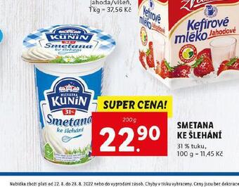 Lidl Smetana ke šlehání nabídka