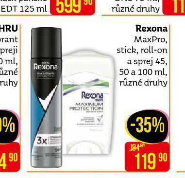 Teta Rexona maxpro, stick, roll-on a sprej nabídka