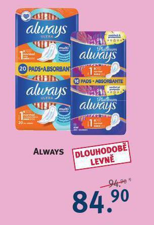 Rossmann Always dámské vložky nabídka