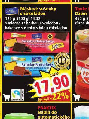 Norma Máslové sušenky s čokoládou nabídka