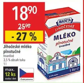 Globus Madeta Jihočeské mléko plnotučné 1 l nabídka