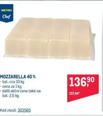 Makro Metro Chef Mozzarella 40% 2,5 kg nabídka