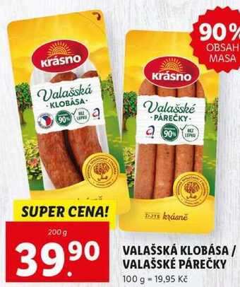 Lidl Valašská klobása / valašské párečky, 200 g nabídka
