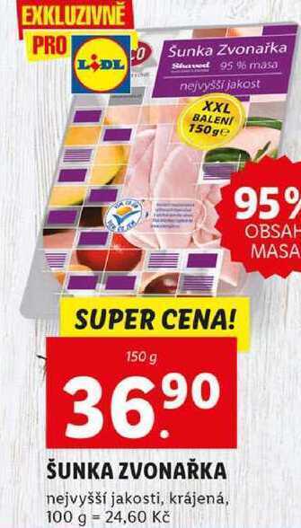Lidl Šunka zvonařka, 150 g nabídka
