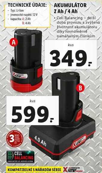 Lidl Akumulátor 2 ah / 4 ah nabídka
