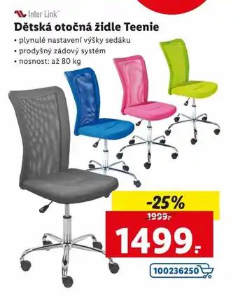 Lidl Inter Link Dětská otočná židle Teenie nabídka