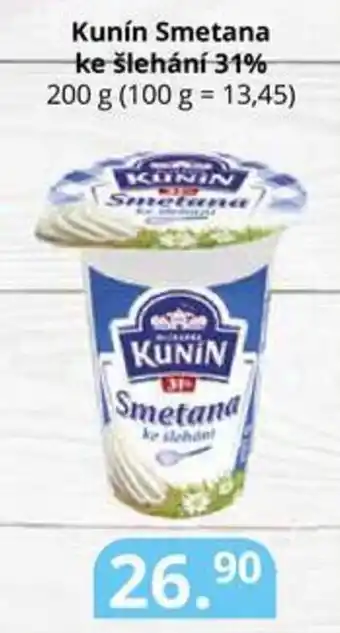 Potraviny CZ Kunín Smetana ke šlehání 31% 200 g nabídka