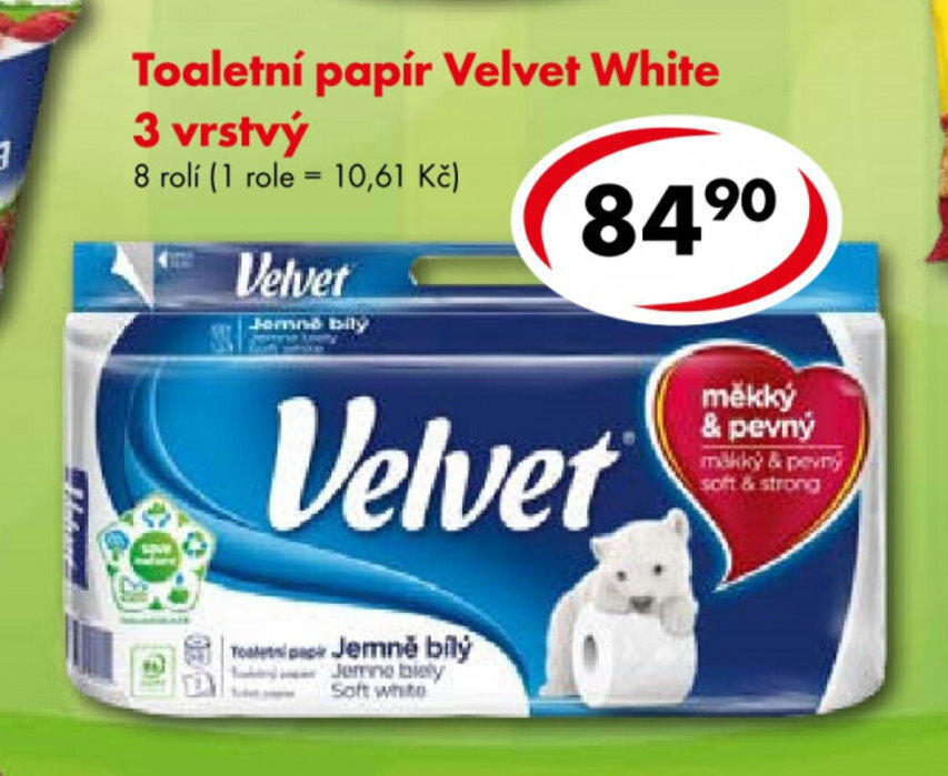 CBA Velvet Toaletní papír Velvet White 3 vrstvý nabídka