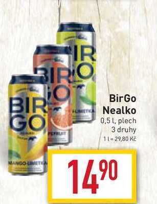 Billa Birgo nealko 0,5 l, plech nabídka