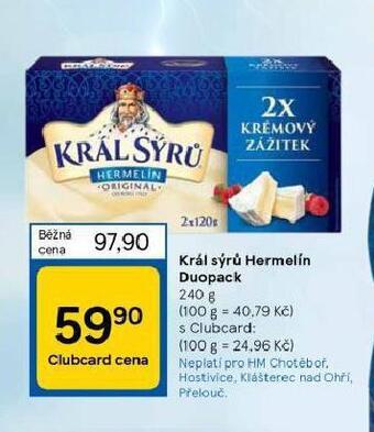 Tesco Král sýrů hermelín duopack nabídka
