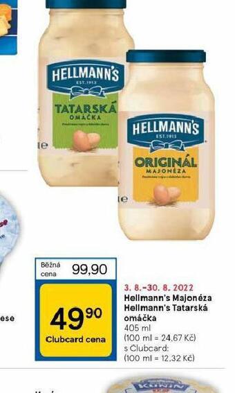 Tesco Hellmann´s tatarská omáčka, majonéza nabídka