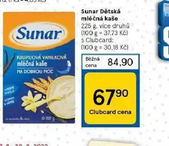 Tesco Sunar dětská kaše mléčná nabídka