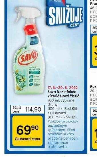 Tesco Savo dezinfekce víceúčelový čistič nabídka
