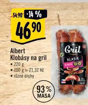 Albert Albert klobásy na gril • 220 g nabídka