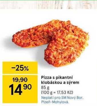 Tesco Pizza s pikantní klobáskou a sýrem 85 g nabídka