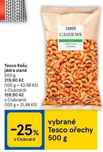 Tesco Tesco kešu jádra slaná 500 g nabídka