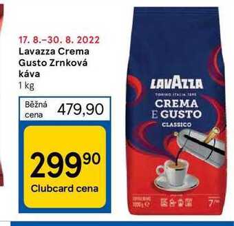 Tesco Lavazza crema gusto zrnková káva 1 kg nabídka