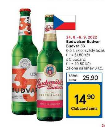Tesco Budweiser budvar 0,5 l nabídka