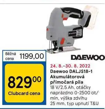 Tesco Daewoo daljs18-1 akumulátorová přímočará pila nabídka
