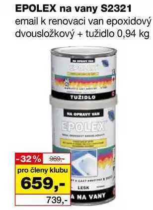 Barvy a laky drogerie Epolex na vany s2321 email k renovaci van epoxidový dvousložkový + tužidlo 0,94 kg nabídka