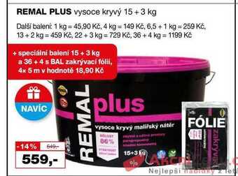 Barvy a laky drogerie Remal plus vysoce kryvý 15+3 kg nabídka