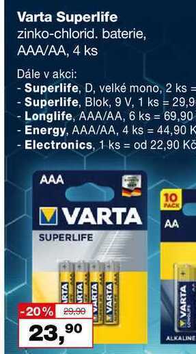 Barvy a laky drogerie Varta superlife zinko-chlorid. baterie, aaa/aa, 4 ks nabídka