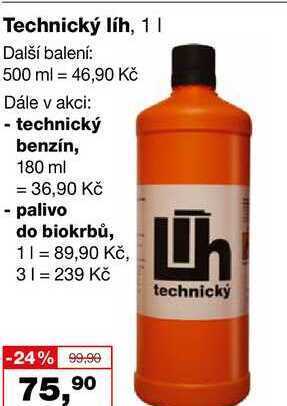 Barvy a laky drogerie Technický líh, 1l nabídka