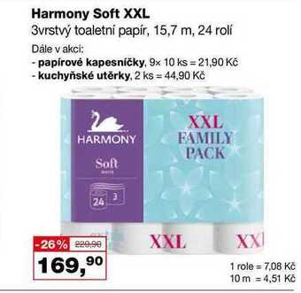 Barvy a laky drogerie Harmony soft xxl 3vrstvý toaletní papír, 15,7 m, 24 rolí nabídka