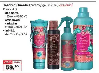 Ráj drogerie Tesori d'oriente sprchový gel, 250 ml, více druhů dále v akci: - deo sprej, 150 ml = 59,90 kč - osvěžovač vzduchu, 250 ml = 9 nabídka