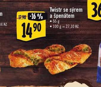 Albert Twister se sýrem a špenátem nabídka