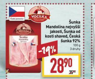 Billa Česká šunka 92% nabídka