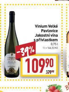 Billa Vinium velké pavlovice jakostní vína s přívlastkem nabídka