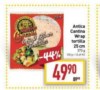 Billa Antica cantina wrap tortilla nabídka