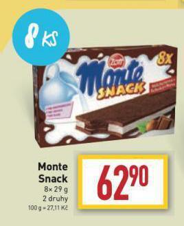 Billa Monte snack nabídka
