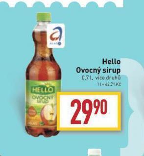 Billa Hello ovocný sirup nabídka
