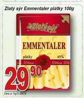 Zlatý sýr emmentaler plátky 100g