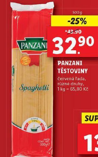 Lidl Panzani těstoviny nabídka