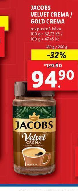 Lidl Jacobs velvet / gold crema nabídka