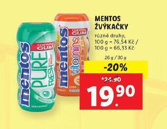 Lidl Mentos žvýkačky nabídka