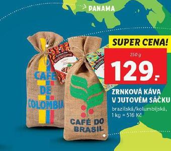 Lidl Zrnková káva v jutovém sáčku nabídka