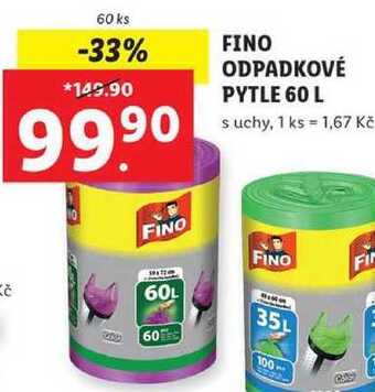 Lidl Fino odpadkové pytle 60 l, 60 ks nabídka