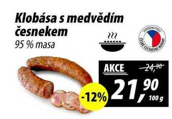 ZEMAN Klobása s medvědím česnekem 95% masa, 100 g nabídka