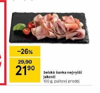 Tesco Selská šunka nejvyšší jakosti nabídka