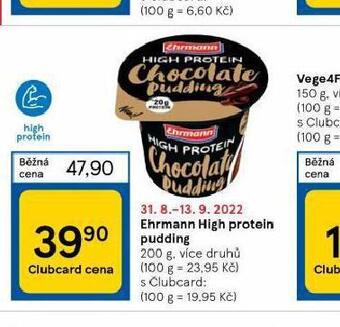 Tesco Ehrmann high protein pudding nabídka