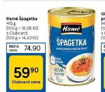 Tesco Hamé špagetka nabídka