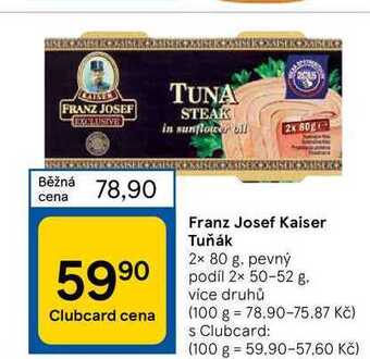 Tesco Franz josef kaiser tuňák 2 x 80 g nabídka