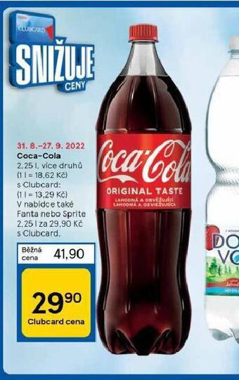 Tesco Coca cola 2,25l nabídka