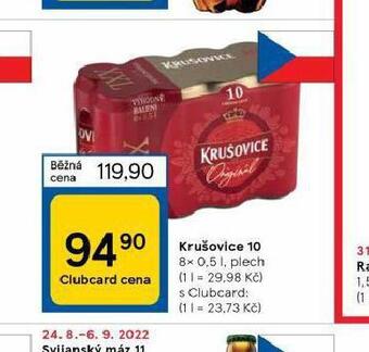 Tesco Pivo krušovice 10 nabídka